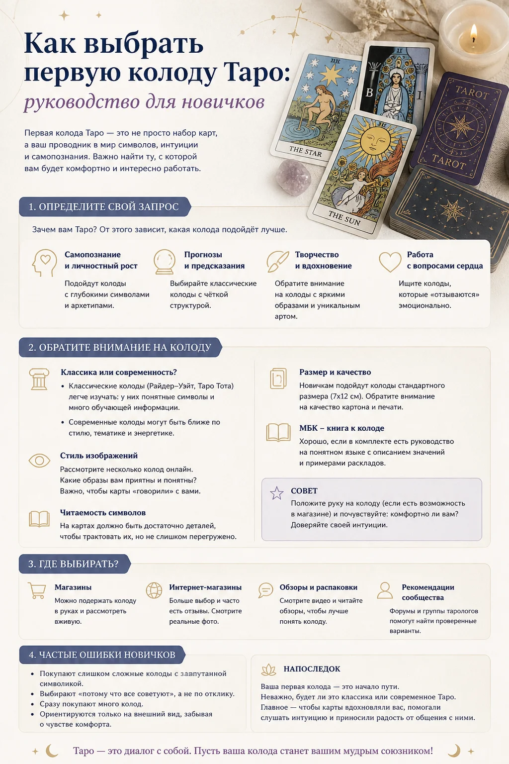 Как выбрать первую колоду Таро: руководство для новичков